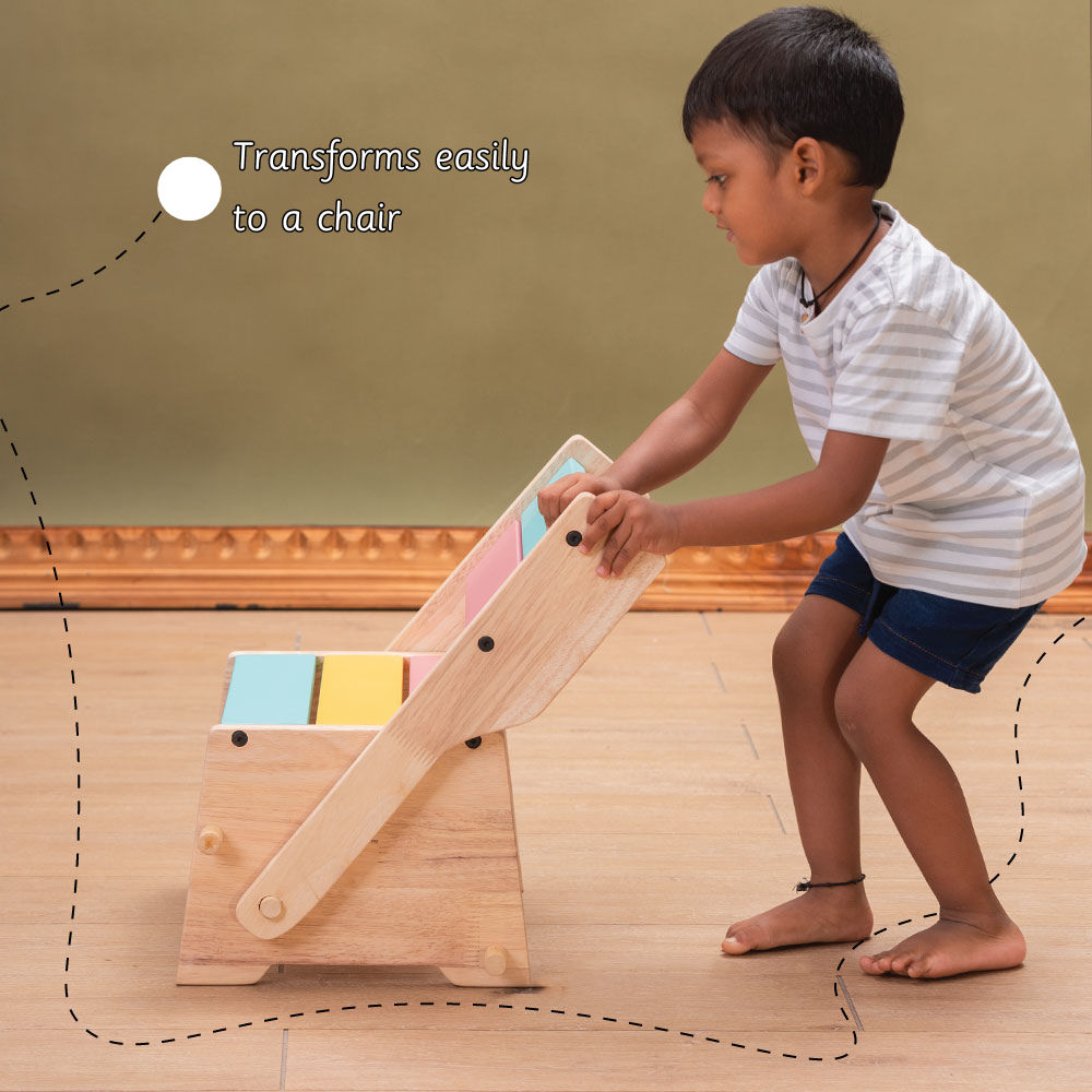 Wooden Convertible Step Stool and Chair 001